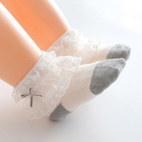 Spring Lace Bowknot Baby Socks Princess Baby Girls Socks Soft Cotton Newborn Infant Short Socks
