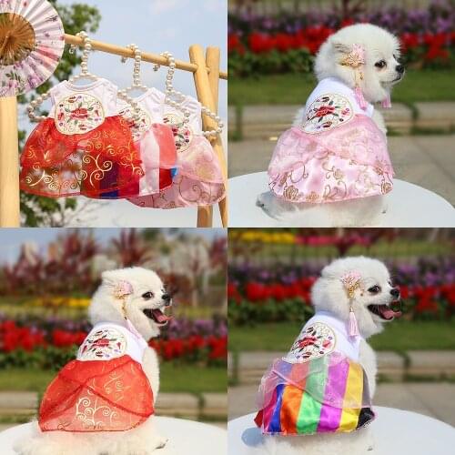 Spring And Summer Pet Dog Dress Dog Wedding Dress Skirt Puppy Clothing Spring Dresses Dogs Skirt Dog Hanbok Cat Costume