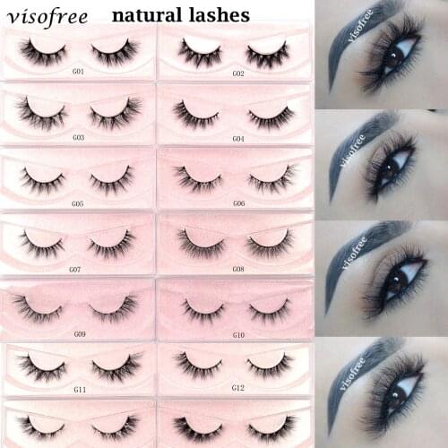 Visofree Lashes 10-13mm Mink Lashes Natural Soft Wispy Eyelashes Cruelty Free Mink Eyelashes Makeup Faux Cils False Eyelashes