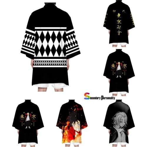 Japanese Anime Tokyo Revengers Cosplay Costumes Hanagaki Takemichi Ken Ryuguji T-Shirt Cloak Jacket Haori Kimono Coat Halloween