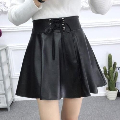 High waist small leather skirt womens summer thin A-line skirt 2021 temperament short skirt fashion skirt in spring autumn