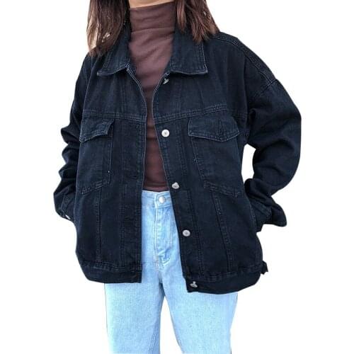 Jacket Women Black Denim Jacket Winter Jeans Coat Casual Harajuku Streetwear Female Vintage Jeans Coat Dropshipping