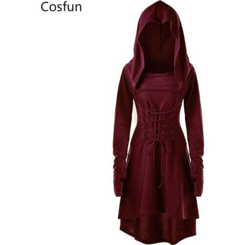 Gothic Elven Fairy Pixie Costume Mini Dress Women Hooded Corset Lace Up Gown Swallow Tail High Low Cut Tunic For Girls Halloween
