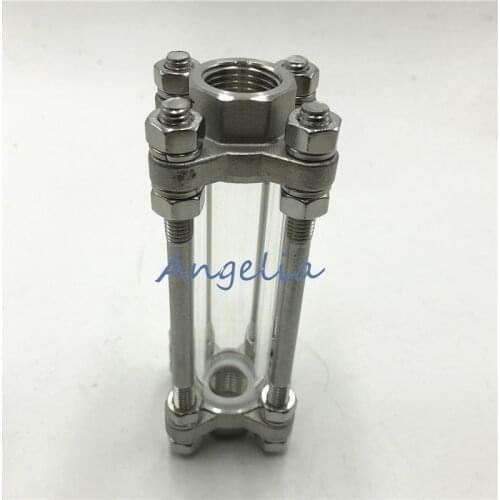 1/2" NPT Female Thread Flow Stainless Steel 304 Sight Glass 300mm long glass pipe