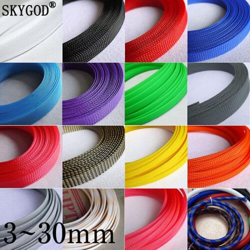 1M New Tight High Density PET Braided Wire Sleeve 2 4 6 8 10 12 14 16 18 20 25 30 40mm Insulated Cable Protection Expandable