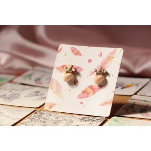 100pcs/lot Good Quality Creative Kraft Fashion Jewelry Earring Card 6x6cm Paper Craft White Card Hang Tag Jewelry Displays