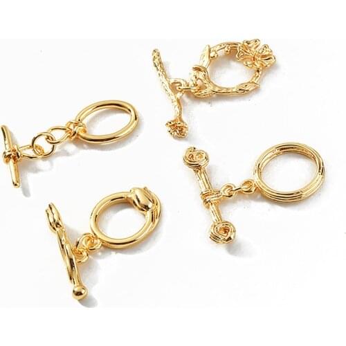 2Set Link Buckle Necklace Bracelet Toggle OT Clasps for Jewelry Findings Making Supplies Components Gold Plated DIY Accessories
