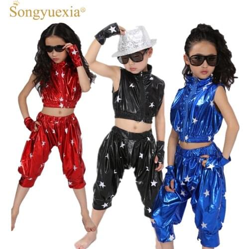 Songyuexia Hip Hop Jazz modern dance costume for children 3colors 110-150cm
