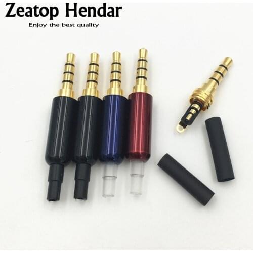 4Sets 3.5mm 3 / 4 Pole Stereo Male Jack with Tail Plug + Heat Shrink Tube for DIY Headset Repair Earphone Connector