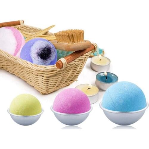 6PCS Round Aluminium Alloy Bath Bomb Molds DIY Tool Bath Bomb Salt Ball Homemade Crafting Gifts Semicircle Sphere Metal Mold