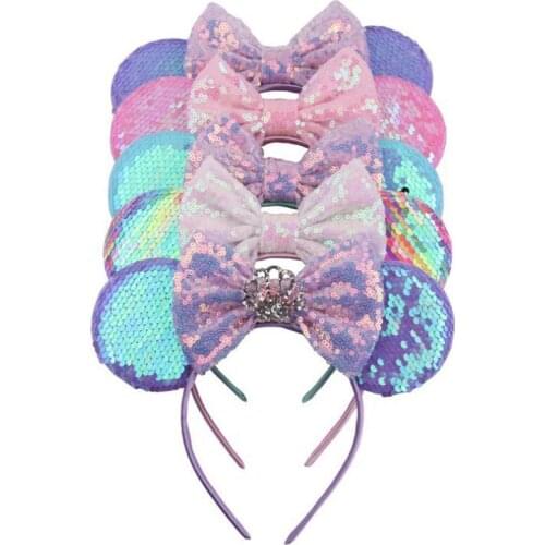 6pcs/lot Headwear Hairband Sequin Bow Crown Headband for Girls Cat Ears Hairbands Birthday Party Kids Fashion Hair Accessories