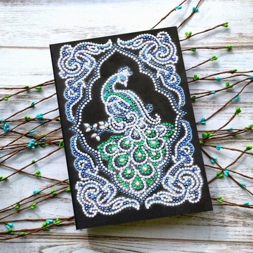 A5 Notebooks 5D DIY Diamond Painting Special Shape Diary Book Diamond Embroidery "peacock" Rhinestones Decoration Gift