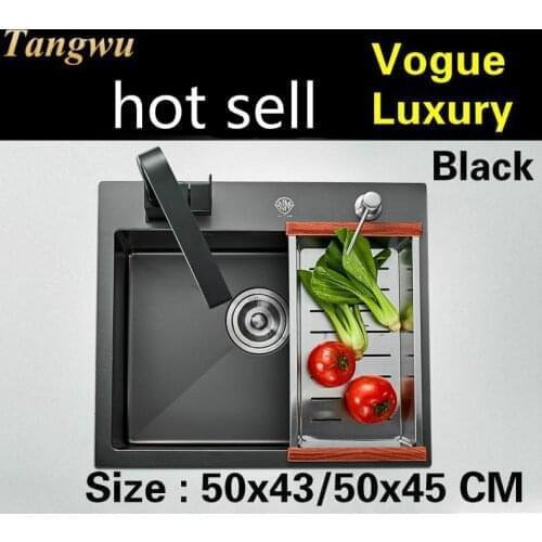 Free shipping Apartment luxury mini kitchen manual sink single trough do the dishes 304 stainless steel hot sell 50x43/50x45 CM