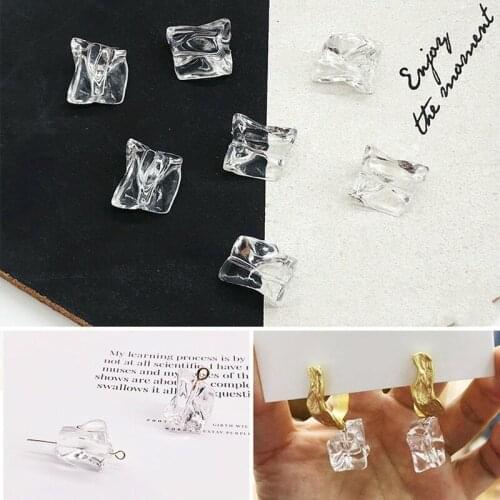 DIY Handmade Earrings Material Acrylic Simulation Irregular Ice Cube Ornament Necklace Key Ring Accessories 10 pcs