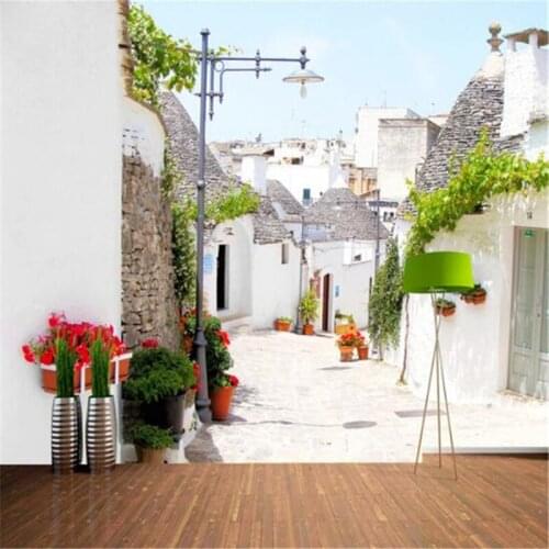 Beibehang photo wallpaper Greek Aegean style architecture of blue white landscape study bedroom living room TV wall mural paper