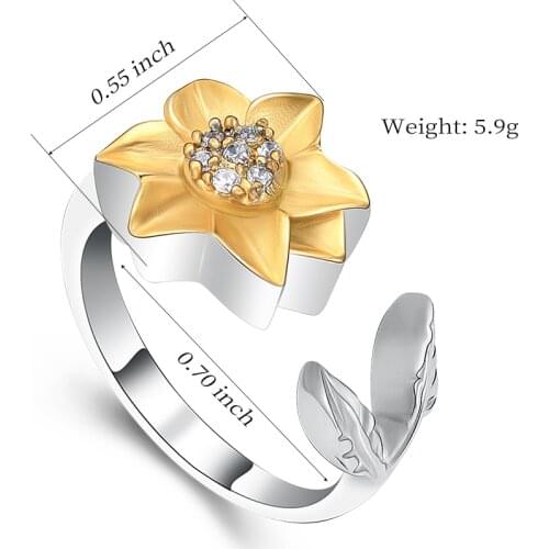 IJZ9022 Newest Sun Flower Cremation Urn Ring Hold Loved Ones Ashes for Women Finger Ring Memorial Jewelry