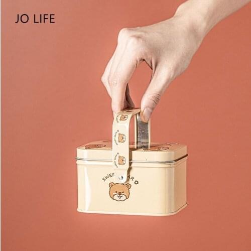 JO LIFE Cartoon Tinplate Storage Box Gift Can Baking Jar Cookies Biscuit Candy Chocolate Storage Case