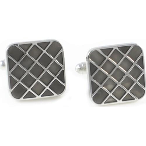 Classic Square Grey Color Checks Cuff Links Fathers Day Birthday Gift Cuff Links Wedding Cuff Links