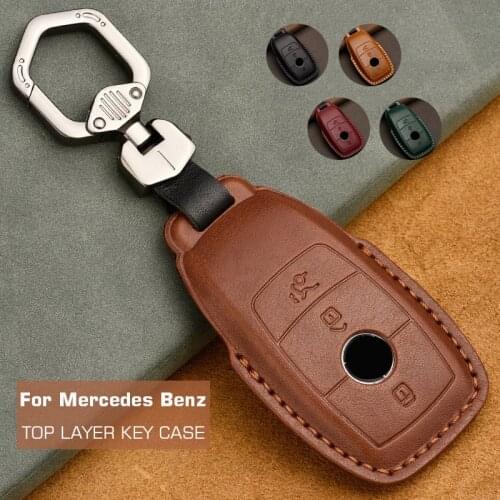 Leather Car Key Cover Case Shell Bag Protect Key Ring for Mercedes Benz GLC GLK GLA CLA W205 W212 S class Accessories Covers
