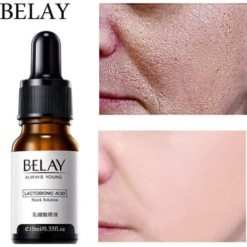 Lactobionic Acid Shrink Pores Face Serum Anti Wrinkle Firming Essence Remove Fine Lines Exfoliating Anti-Oxidation Skin Care