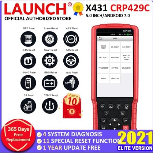LAUNCH CRP429C OBD2 Scanner ABS SRS TCM ENG Code Reader Oil Reset TPMS Reset ABS IMMO EPB BMS SAS DPF TPS Auto Diagnostic Tool