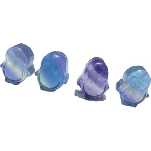Small Cute Wholesale Natural Colorful Fluorite High Quality Fluorite Penguin Animal For Gift
