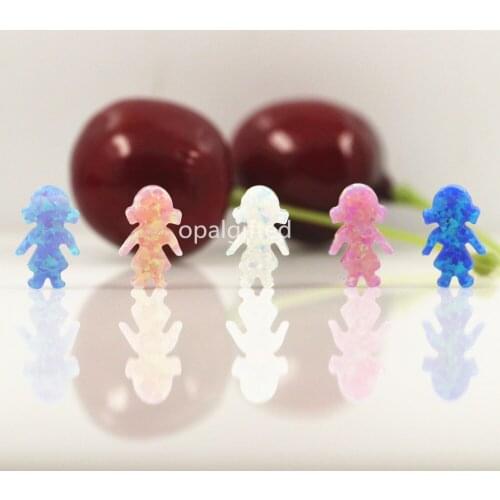 MOQ=2Pc Free Shipping Boy & Girl Opal Pendant Fire Color Blue/ Snow White/Pink/hot pink/blue Boy & Girl Shape Opal for necklace