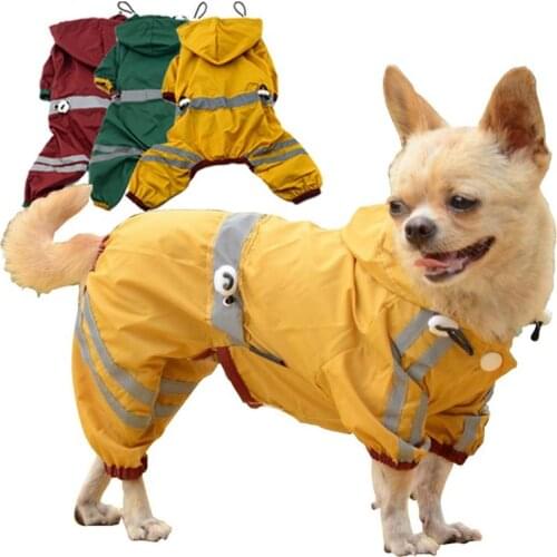 Fashion Dog Raincoat Puppy Cats Pet Dog Cool Raincoat Glisten Bar Hoody Waterproof Cute Jackets Coat Dog Clothes For Pomeranians