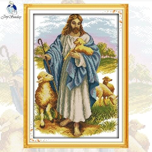 NKF Jesus and sheep needle craft cross stitch charts handcraft counted canvas Christmas cross stitch kit for home decoration