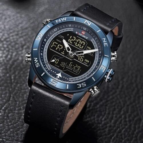 New NAVIFORCE 9144 Men Watches Led Casual Sport Military Watch Analog Quartz Waterproof Year Month And Week Display Wristwatches
