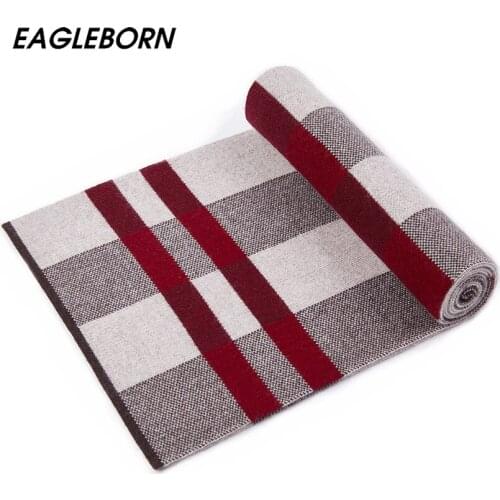 NEW Fashion Men Scarfs Lattice Striped Wool Scarf Black Khaki Winter Man Cashmere Scarf Business Casual Gift Scarf High Quality