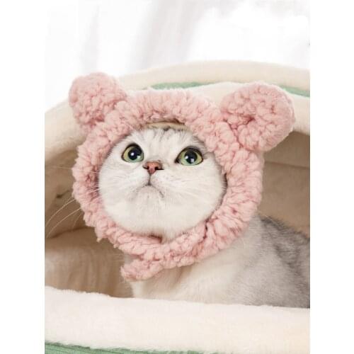 New Pet Hat Bear Plush Hood Kawaii Cute Cat Dog Simple Warm Headwear Dress Up Pet Plush Hat Cat Accessories Pet Rabbit Pet Hat