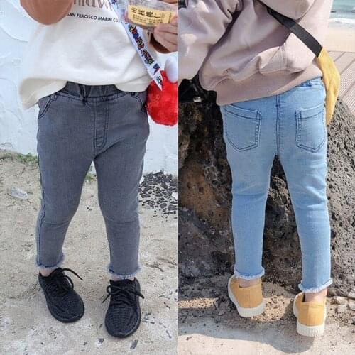 Autumn ChildrenS Raw Stretch Pants Korean Cotton Solid Color ChildrenS Jeans Trousers ChildrenS Casual Wear