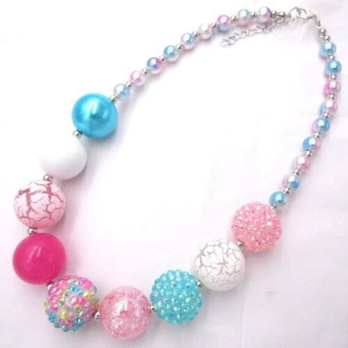 New arrival child chunky beads necklace colorful Toddler Girls Pearl bubblegum necklace handmade jewelry for kids toy gift 1pcs