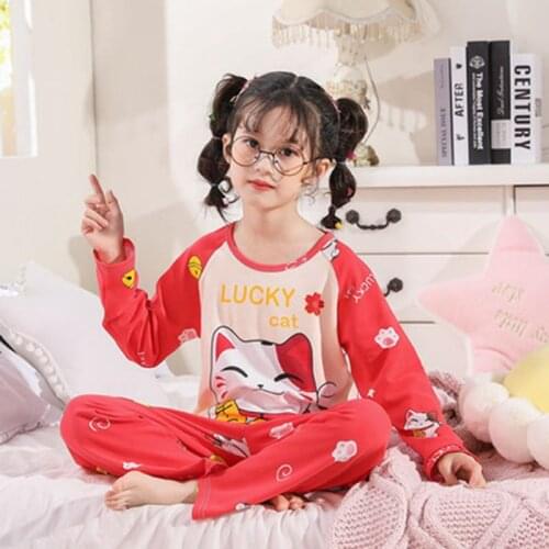 Pajamas set for teens Long Sleeve Pyjamas Kids Home Clothes Suit Cartoon Big Boy Sleepwear Cute Nightwear For Girls 3-14 Years