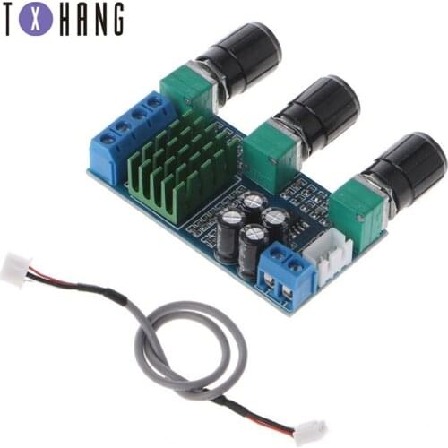 TPA3116D2 Amplifier Board DC 12V 24V Dual Channel 80W + 80W Digital Treble Bass Regulating Preset Pre Amplifiers Audio