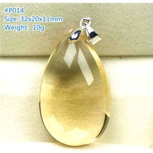 Top Natural Yellow Citrine Pendant Jewelry For Women Lady Men Quartz Silver Crystal 32x20x11mm Beads Water Drop Gemstone AAAAA