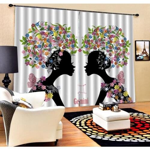Custom all size Personalized African American Women Beauty Sexy Lovely Black Girl Afrocentric Window Curtains For Living room
