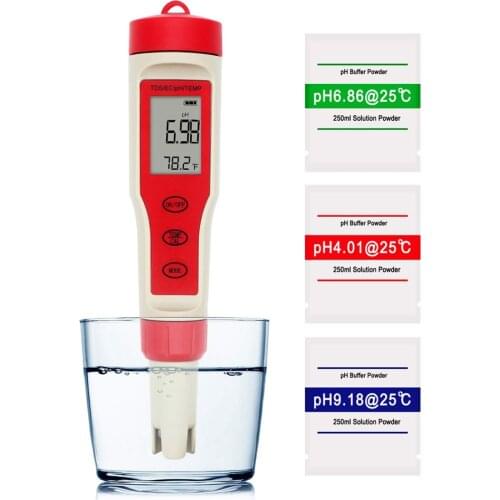 Portable 4 in 1 PH/TDS/EC/Temperature Meter ± 0.1 High Accuracy Digital Water Quality Monitor TesterPen Filter Measuring