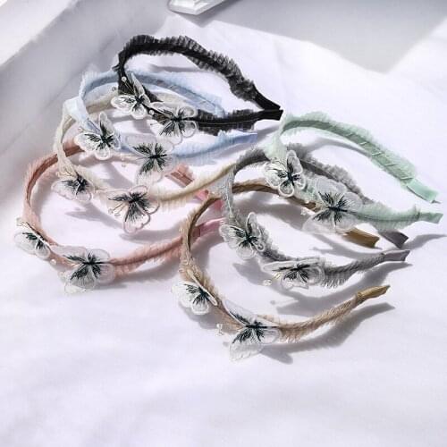 Japan And South Korea Three-Dimensional Embroidered Elf Butterfly Headband Lace Forest Retro Hair Ring