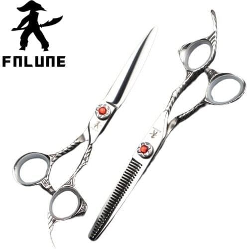 FnLune Professional Hair Salon Scissors Cut Barber Accessories Haircut Non-marking Standard Thinning Shear Hairdressing Scissors