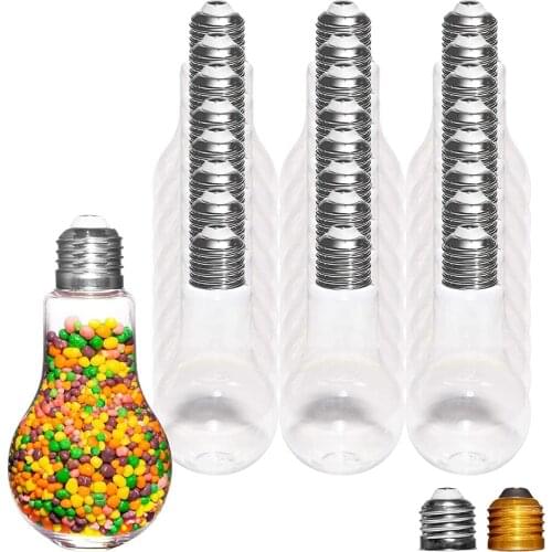 12pcs Clear Fillable Light Bulb Candy Container Fake Lightbulb Jar Flat Bottom For Drinking Christmas Ornaments Party Cups Gift