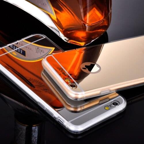 Retro Luxury Clear TPU Frame Bling Mirror Cover For Iphone 6 6S Plus Gold Silver Super Slim Flexible Soft Case For Iphone6S 5.5