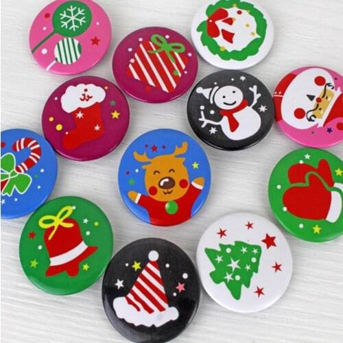 Christmas ID Badge Party children Favors Santa Claus Snowman XMAS Tree stocking patterns Button brooch Pin event new year gift