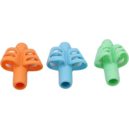 Pen Grips Two-finger silicone Three-color mixing Student stationery writing posture corrector Pencil cover LX1631