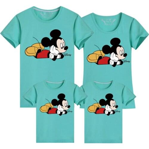 Family Matching Clothes Kids Disney Mickey Mouse Tee Shirt Dad Daughter Matching Outfits Shirt Family Look Tshirt Dropship
