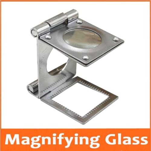 10X LED Folding Cloth Magnifier pigeon eye glass magnifying mirror Folding Stand Cloth Fabrics Detecting Magnifier with Scale