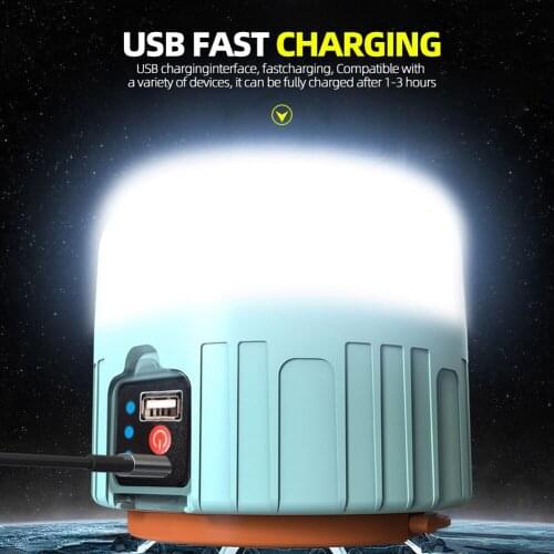 LED Camping Light USB Portable Lighting Phone Charge Solar Camping Lantern Rechargeable Lamp Waterproof Outdoor Hiking Fishing