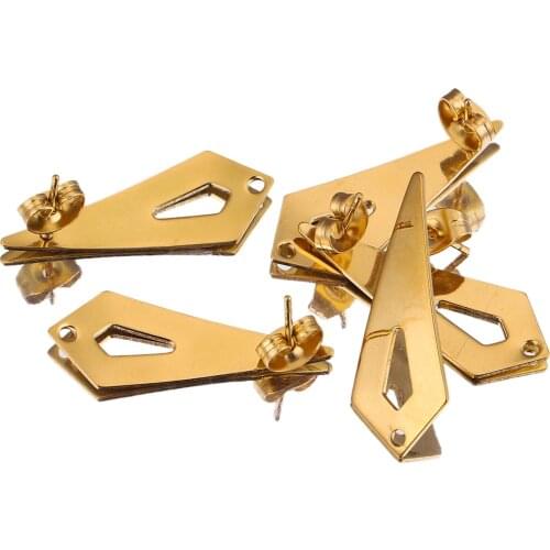 10pcs/lot Triangle Stainless Steel Gold Plated Arrow Ear Post Stud Earrings for DIY Dangle Earring Jewelry Making Accessories