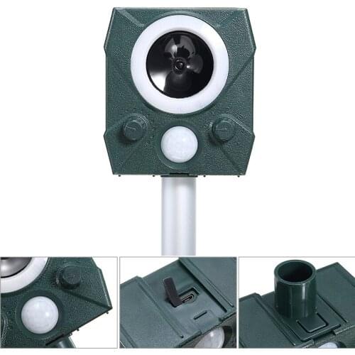 Solar Powered Animal Ultrasonic Pest Repellers Repellent Garden Cat Dog Fox Scare Deterrent For Outdoor Gardening Repellents